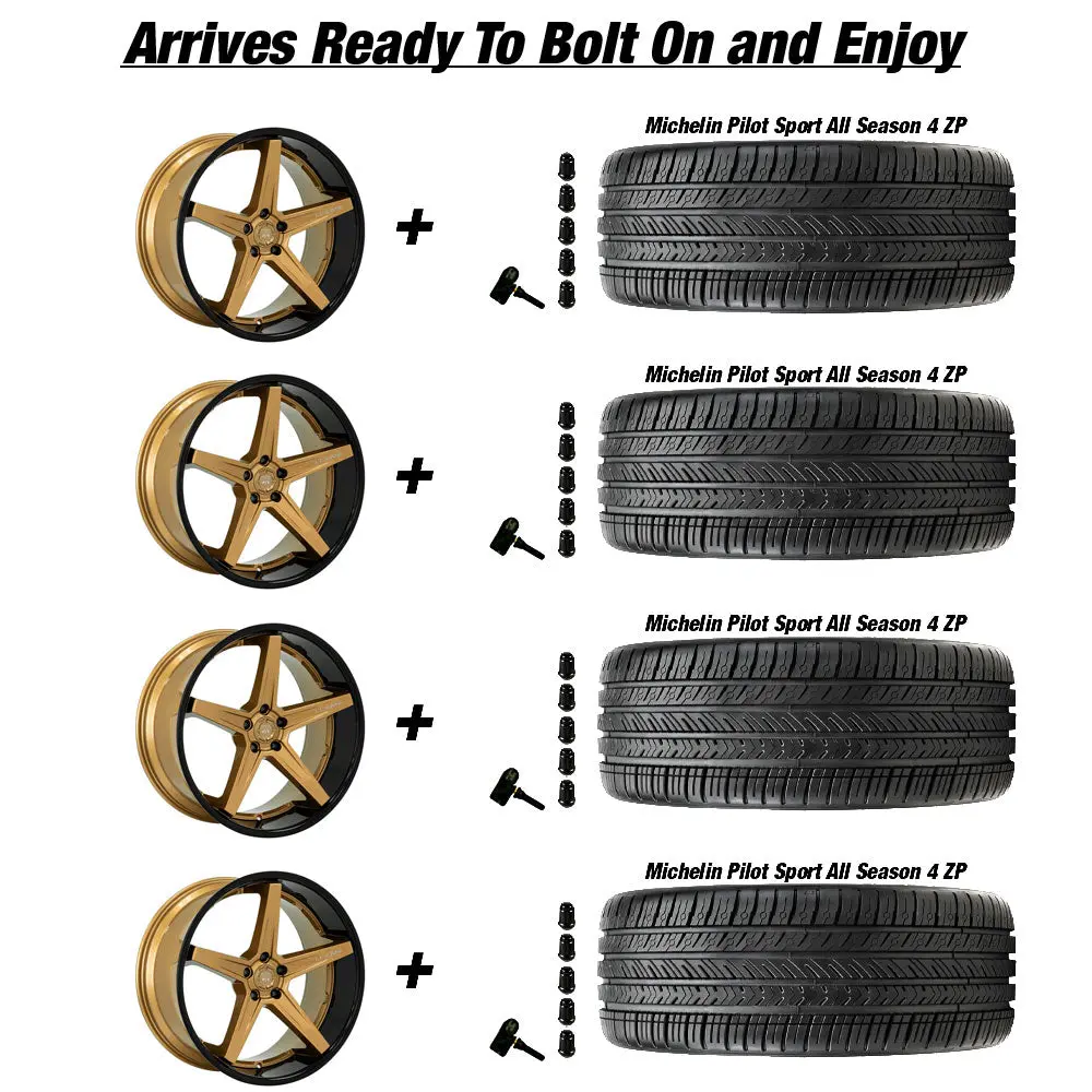 Lexani Savage Tesla Model 3 20" Front And Rear Wheel And Tire Package - Bronze 4