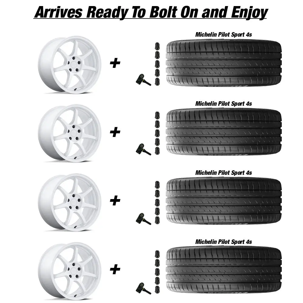 Rotiform Bpu Tesla Model 3 19" Front And Rear Wheel And Tire Package - Gloss White 3