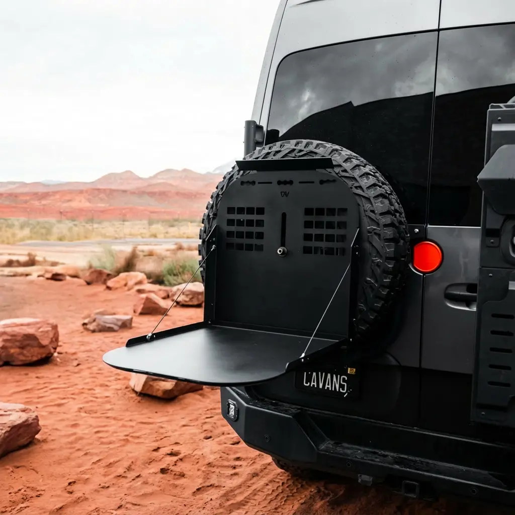 Canyon Adventure Vans Canyon Tire Carrier Drop Table 1
