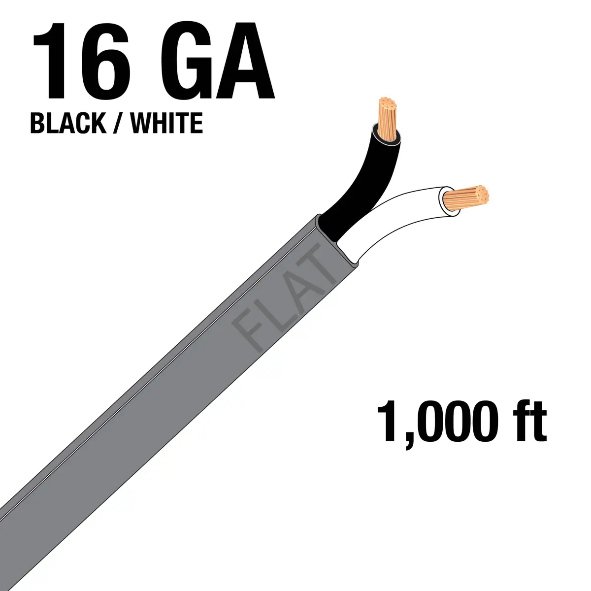 Uni-Bond Lighting W2161000-G 1000 Ft Grey Jacketed Trailer Cable 2-Wire 16 Ga 1