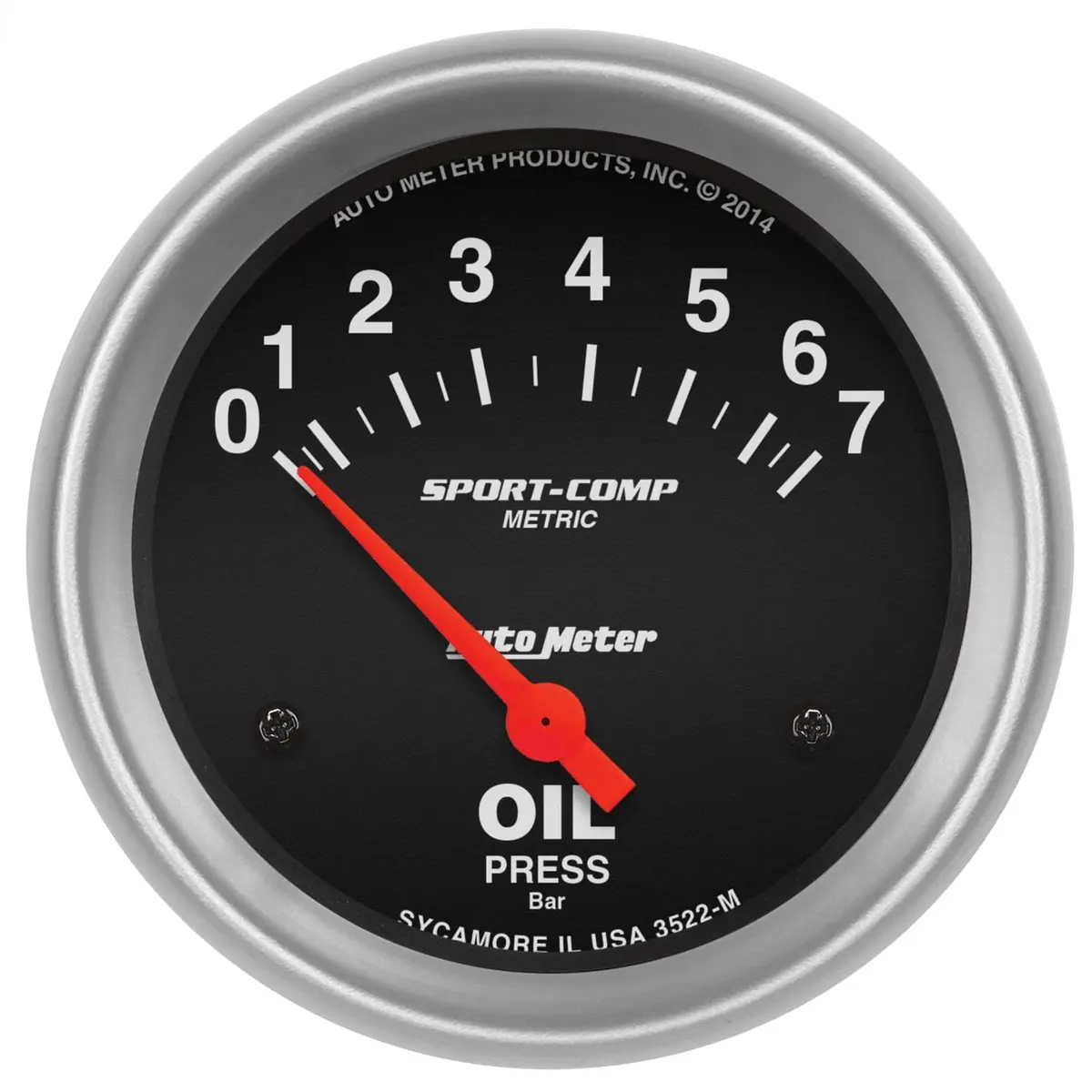 Autometer Sport-Comp Analog Gauge – 2-1/16", Black Face, White Needle (3522-M) 1