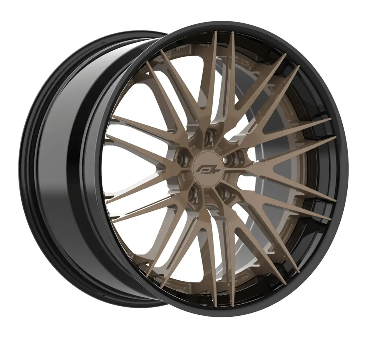 Forgedlite Rs15 3Pc C8 Corvette 20X9" Front 21X12" Rear Wheel And Tire Package - Bronze W/ Black Lip 1