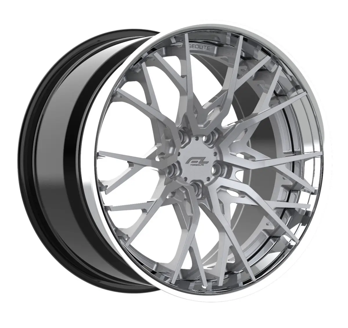 Forgedlite Rs20 3Pc C8 Corvette 20X9" Front 21X12" Rear Wheel And Tire Package - Silver W/ Chrome Lip 1