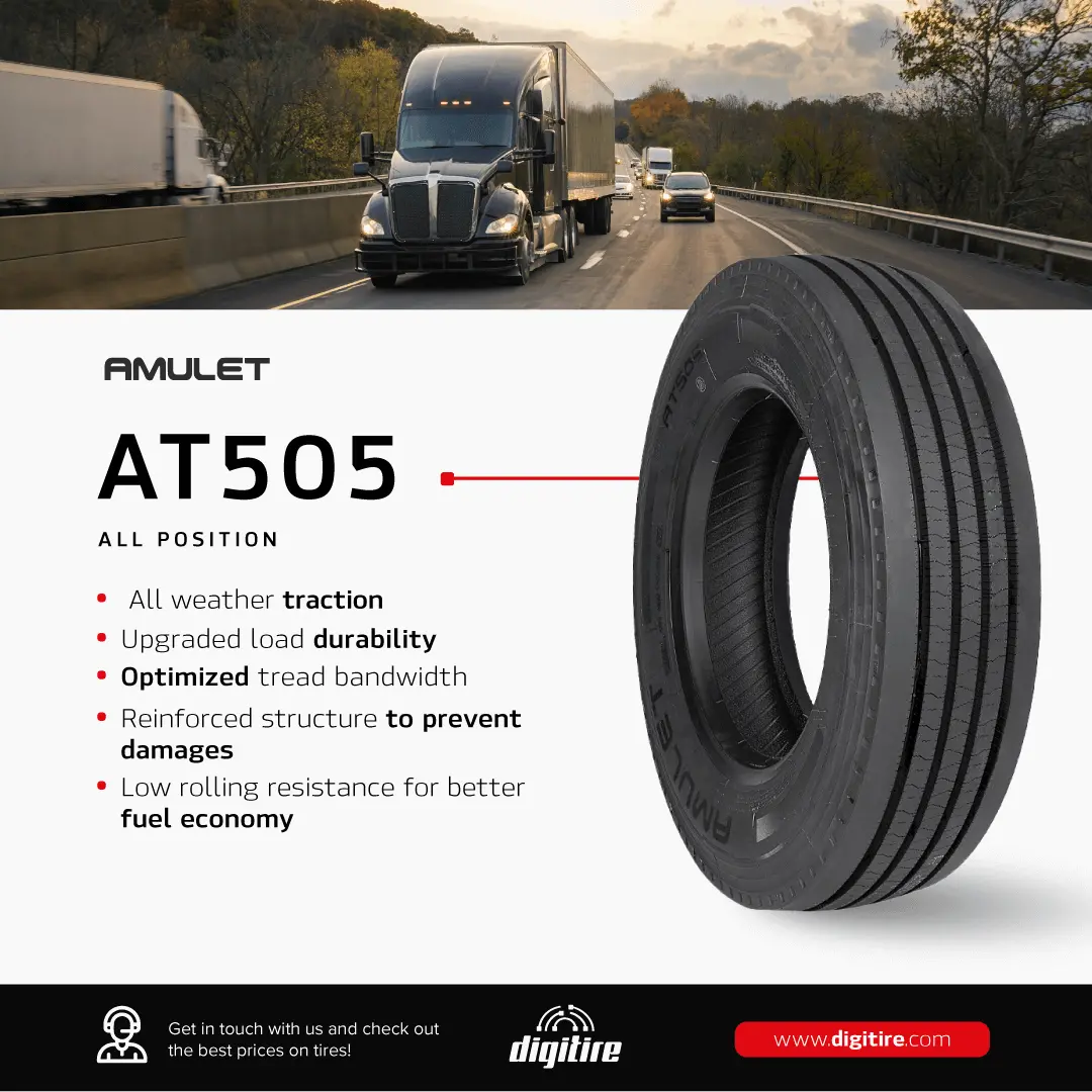 Tire 235/75R17.5 Amulet At505 Steer All Position 18 Ply L 143/141 2